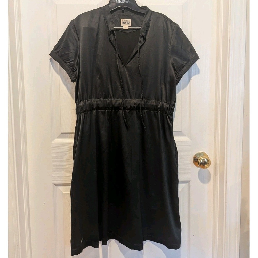 Goth Grunge Skater Black Drawstring Dress Converse One Star Witchy Whimsigoth L